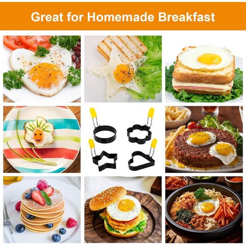 4PCS Stainless Steel Food Molds for Pancakes, Eggs, Burgers & More – Nonstick Shape Rings with Heat-Resistant Handles + Silicone Brush – Fun Breakfast Mold Set, FDA Approved Item | Buy 4PCS Stainless Steel Food Molds for Pancakes, Eggs, Burgers & More – Nonstick Shape Rings with Heat-Resistant Handles + Silicone Brush – Fun Breakfast Mold Set, FDA Approved | SPOP Enterprise Global